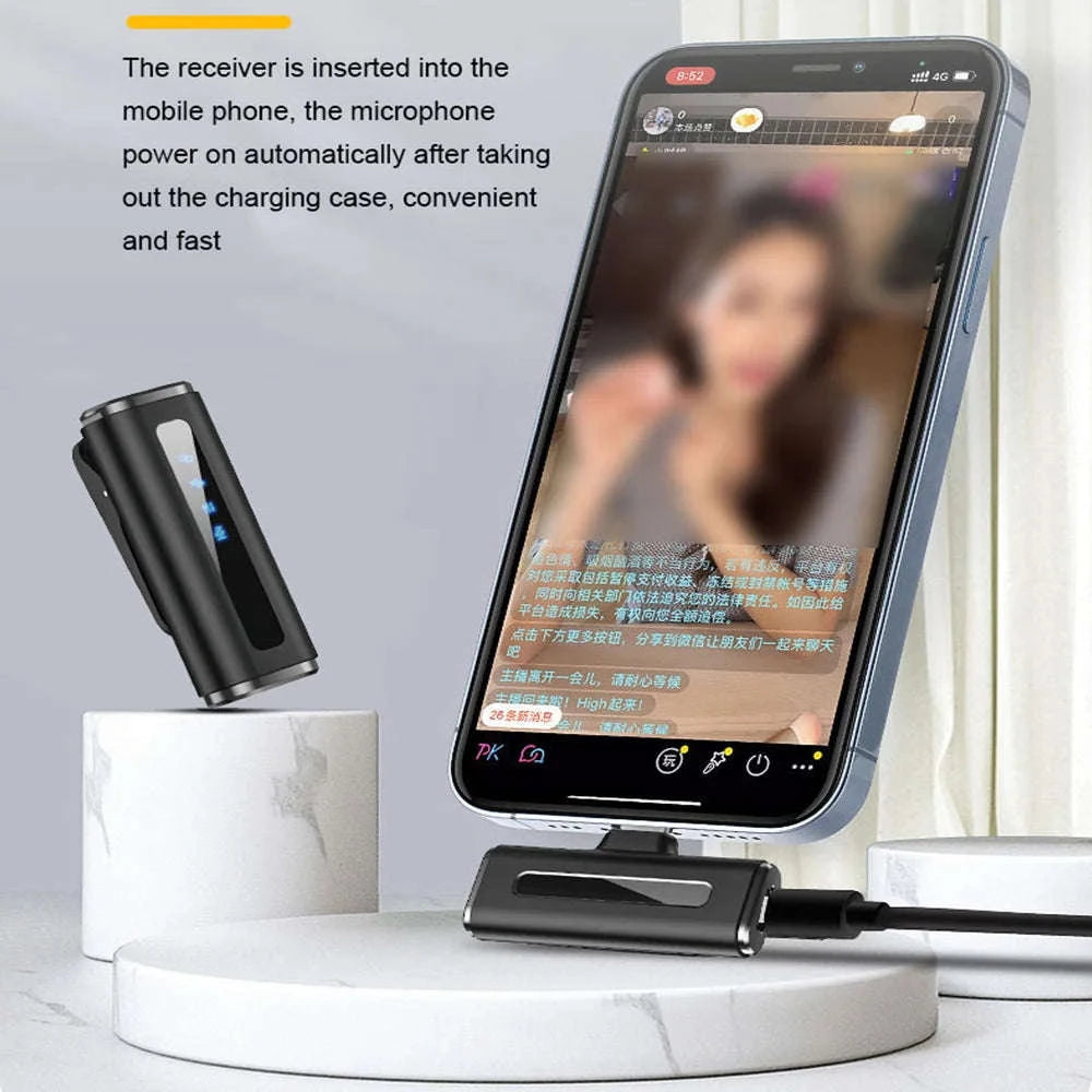 Wireless Lavalier Microphone with Charging Case and Noise Reduction-Yellow-TYPE-C