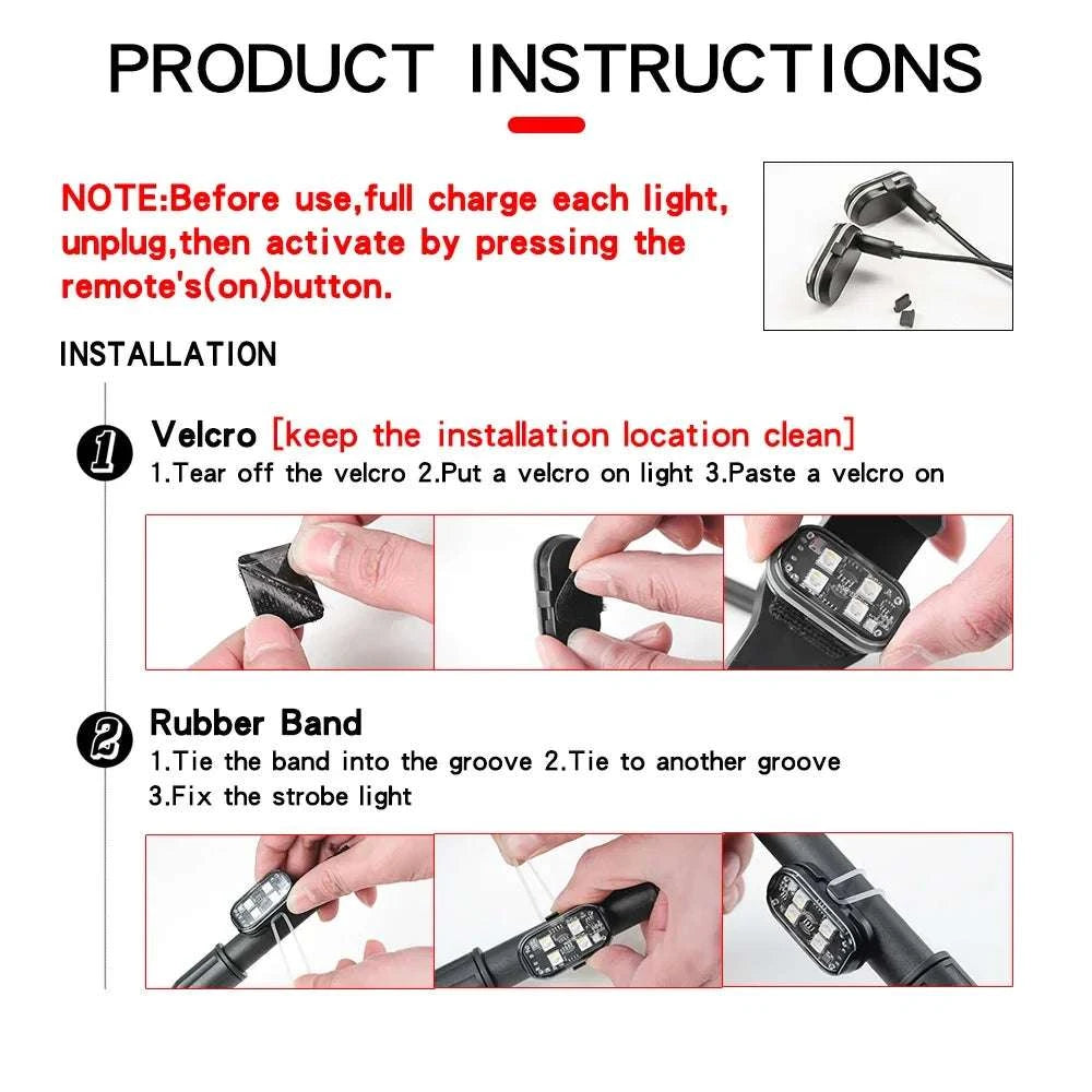 Wireless LED Strobe Car Lights – 8 Color Rechargeable Set-4PCS / RGB