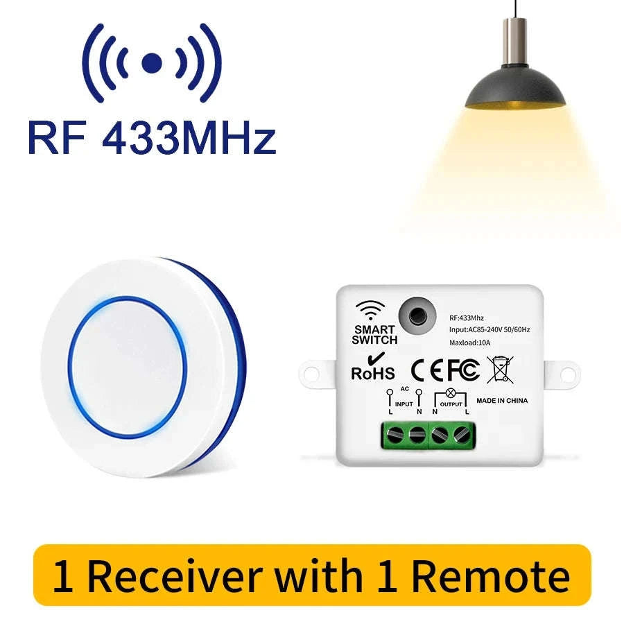 Wireless Light Switch Mini Round Remote Control for LED Lamps-1 Remote