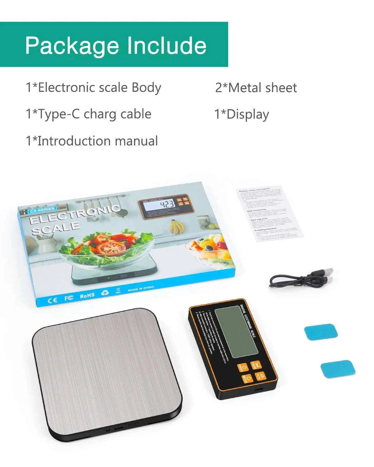 Wireless Magnetic Kitchen Scale with Remote Display 15kg 1g Precision-Default Title