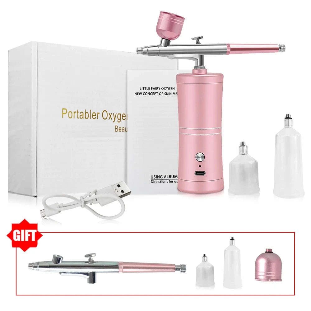 Wireless Mini Airbrush Kit with Compressor-Pink