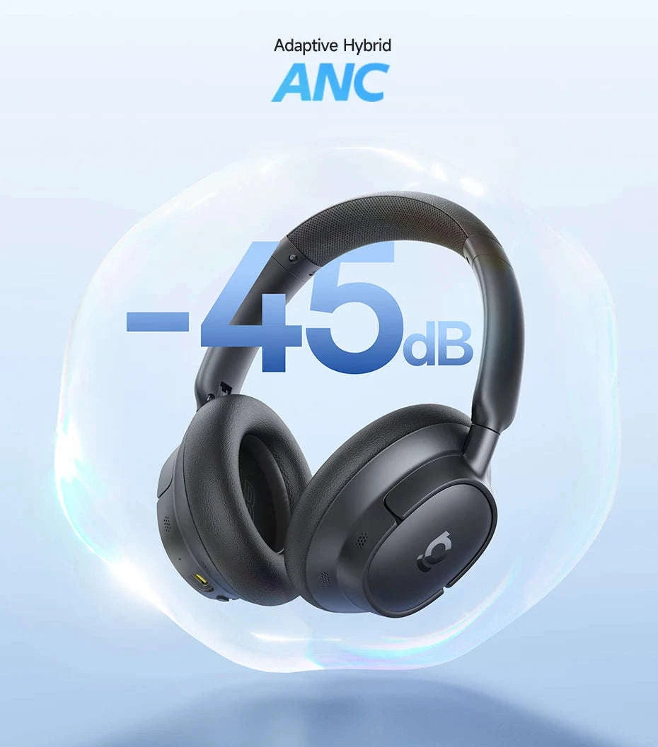 Wireless Noise Cancelling Headphones 45dB Adaptive Hybrid ANC Bluetooth 6.0-White / United States