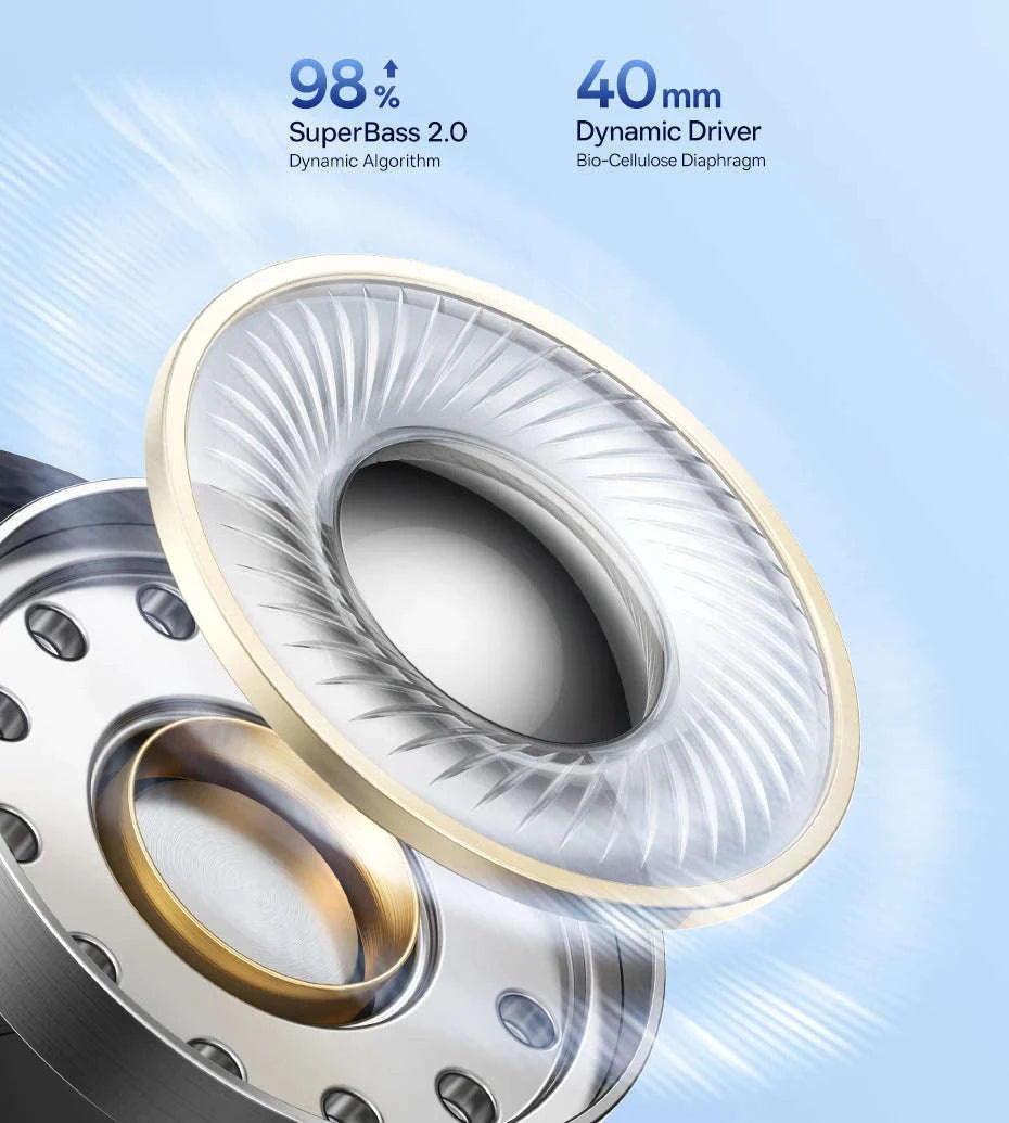 Wireless Noise Cancelling Headphones 45dB Adaptive Hybrid ANC Bluetooth 6.0-White / United States