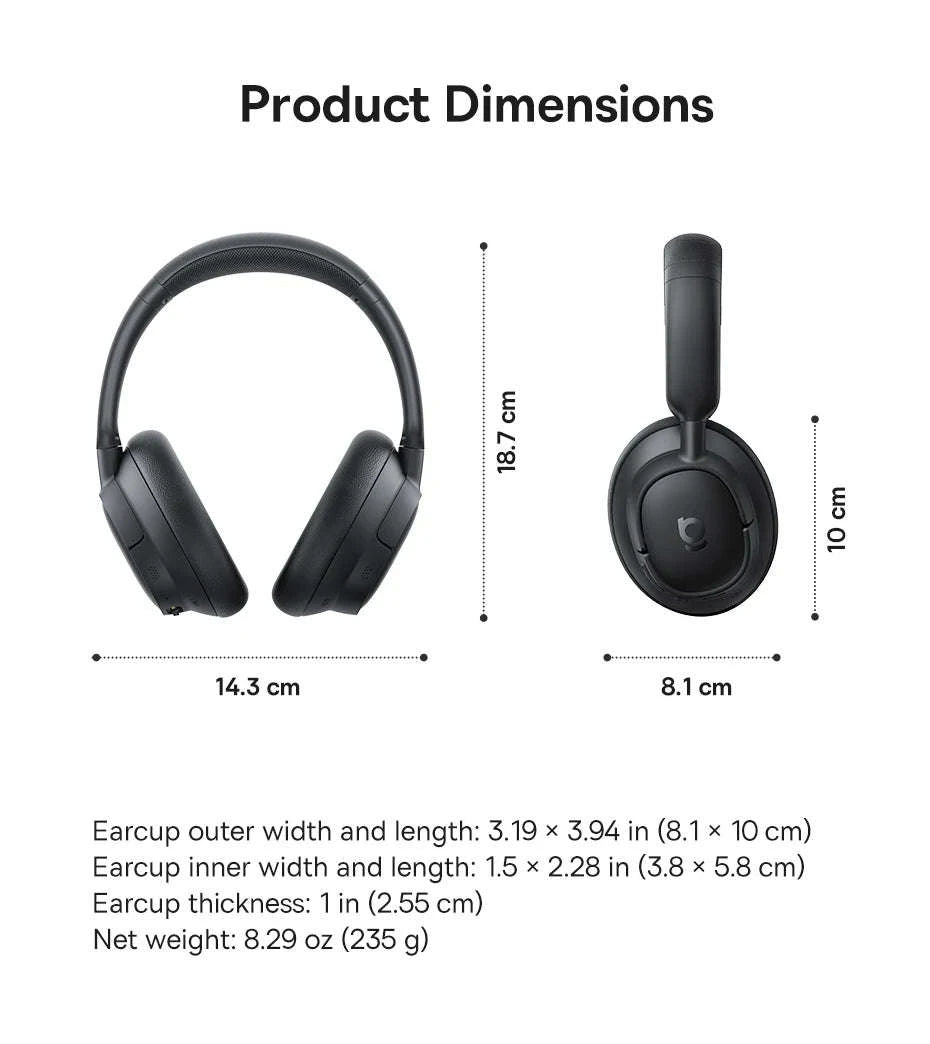 Wireless Noise Cancelling Headphones 45dB Adaptive Hybrid ANC Bluetooth 6.0-White / United States
