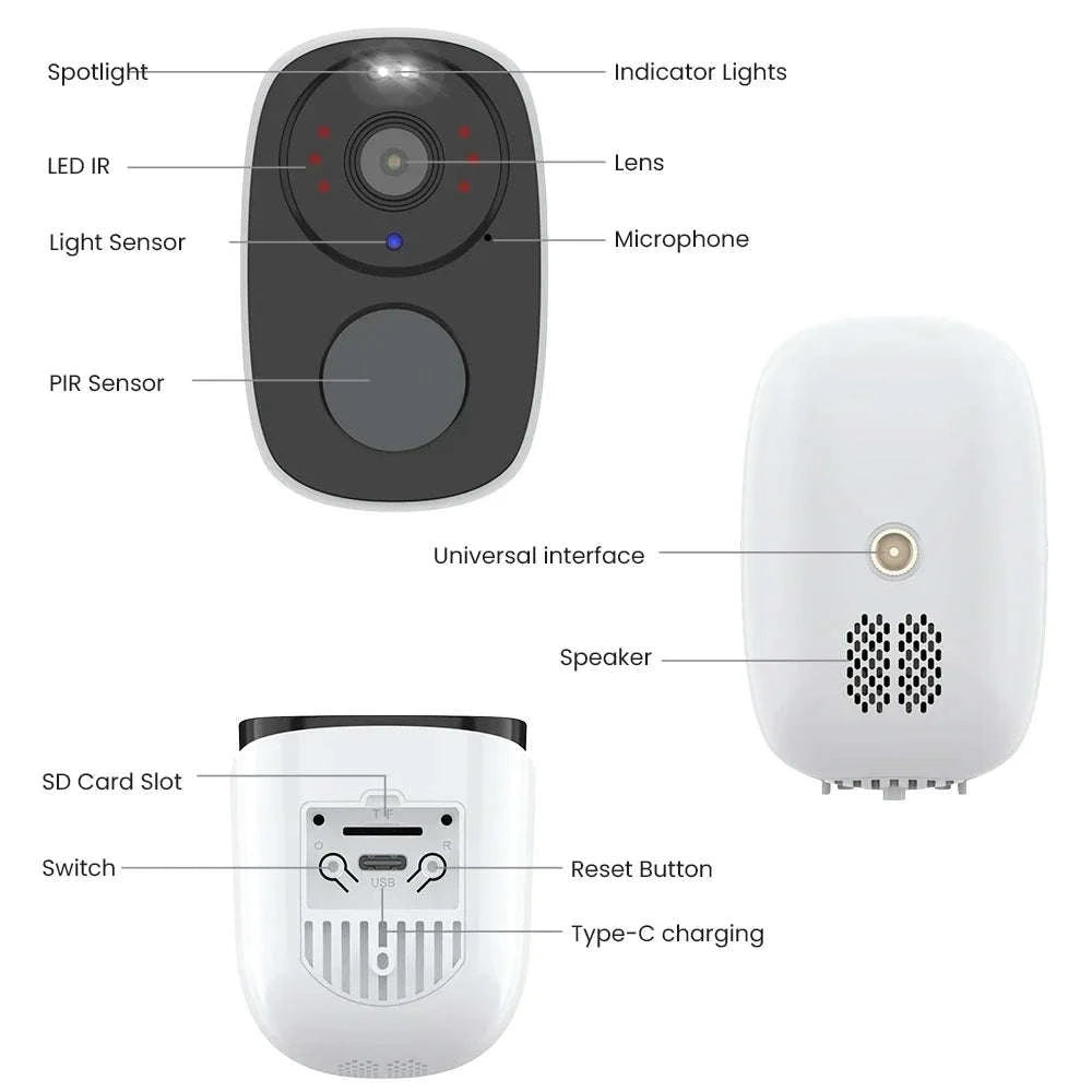 Wireless Outdoor Security Camera 2K 3MP with Spotlight, Siren and Two-Way Audio-Battery Camera / Mexico