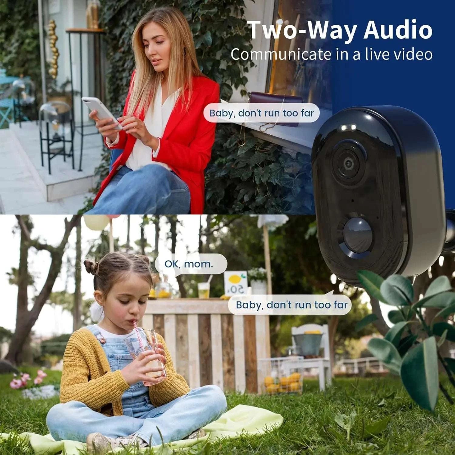 Wireless Outdoor Security Camera 2K WiFi with Color Night Vision-United States