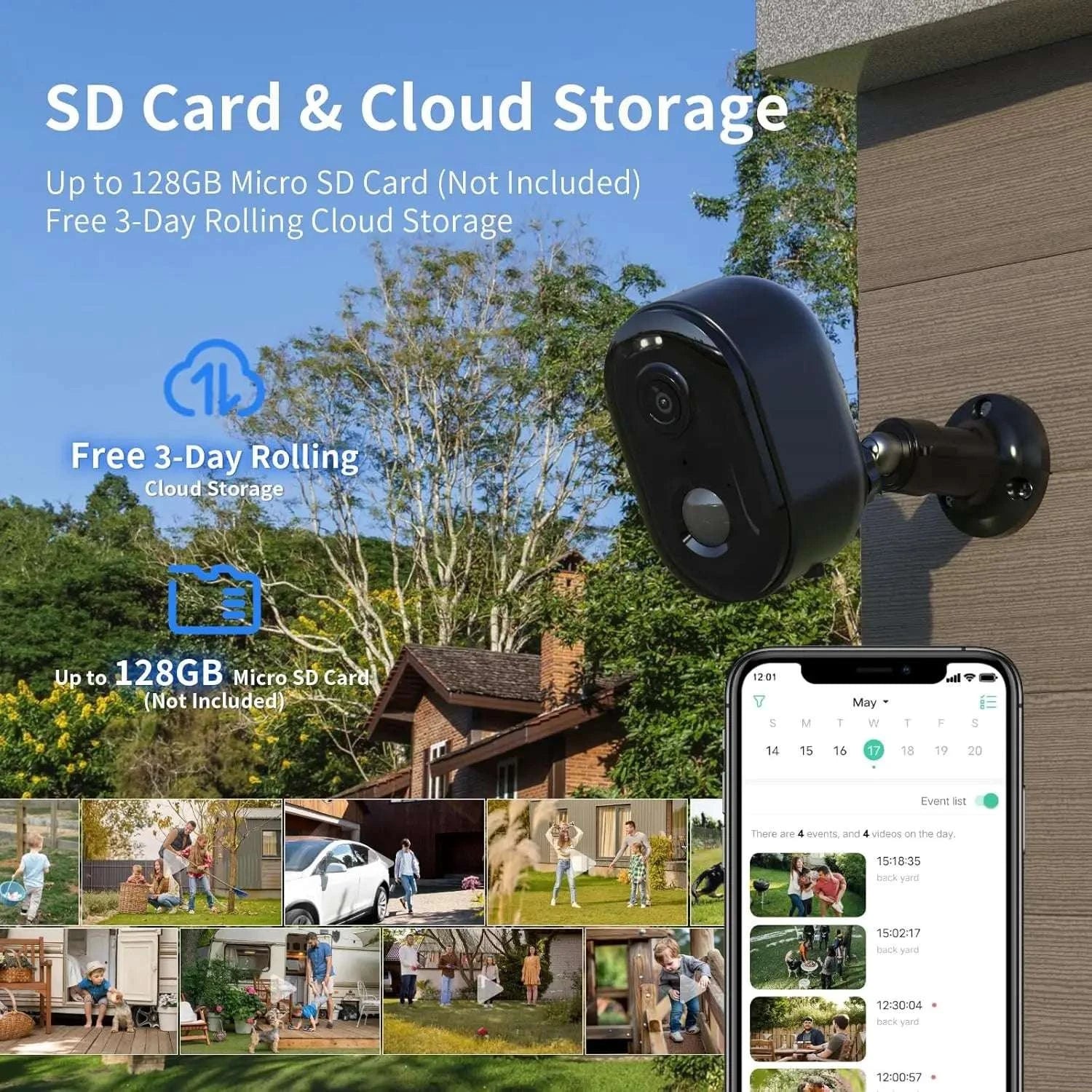 Wireless Outdoor Security Camera 2K WiFi with Color Night Vision-United States