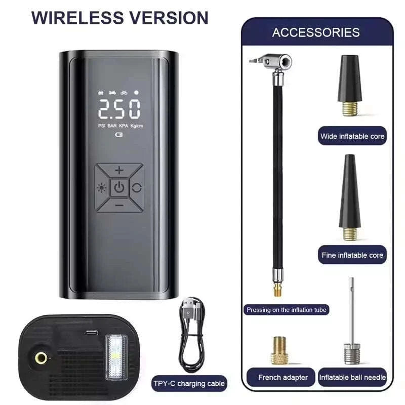 Wireless Portable Electric Tire Inflator, 150 PSI-Wireless