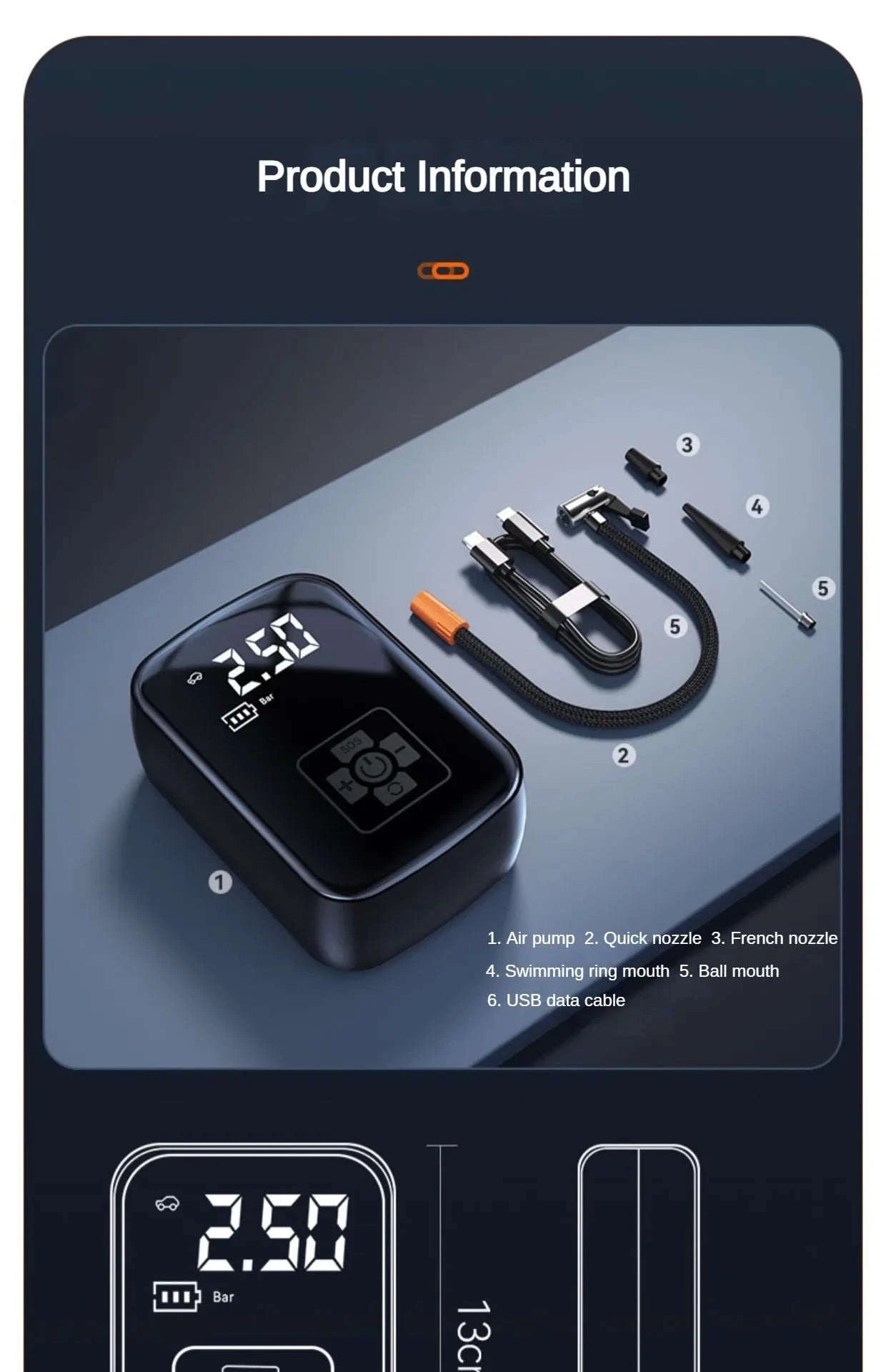 Wireless Portable Tire Inflator Pump 12V 150PSI-Wireless Style / france