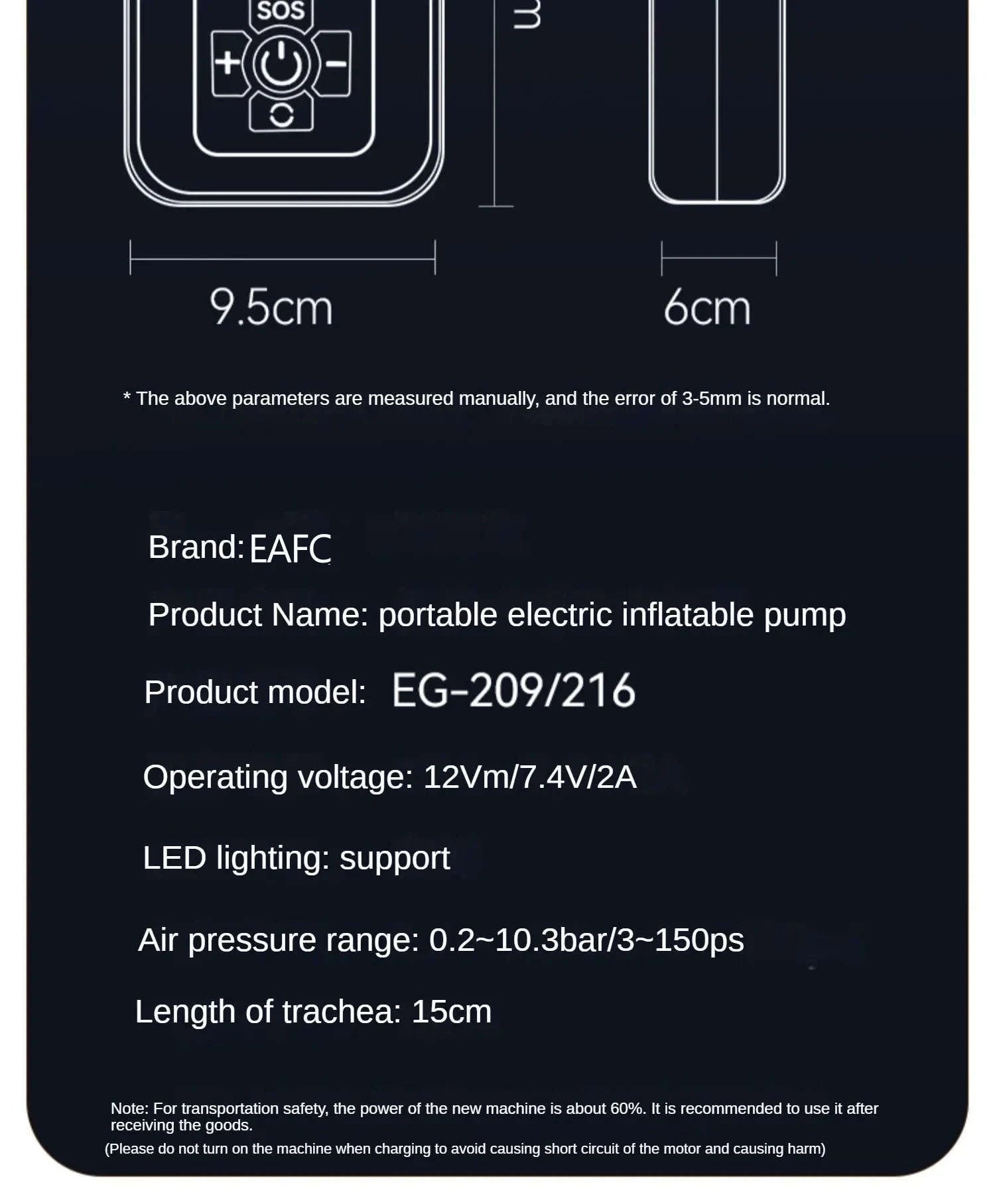 Wireless Portable Tire Inflator Pump 12V 150PSI-Wireless Style / france