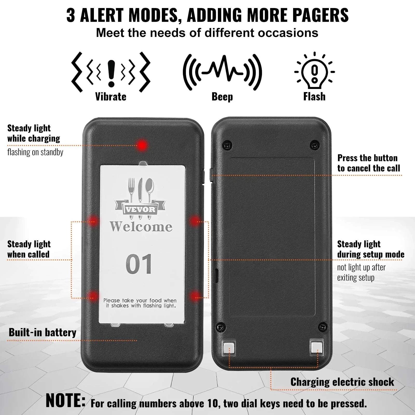 Wireless Restaurant Pager System with 16 Guest Beepers 500m Range-EU 220V / spain