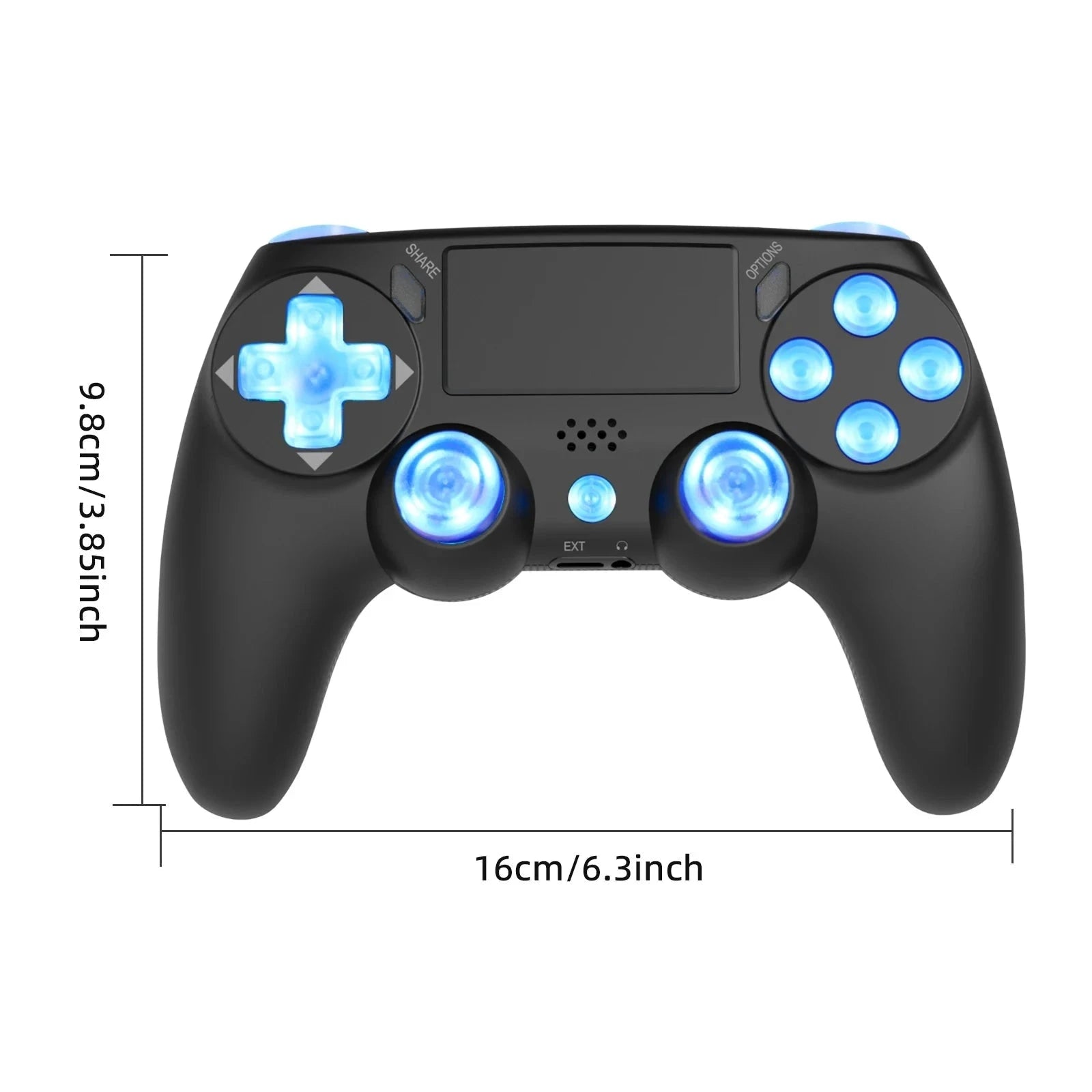 Wireless RGB Controller with Dual Vibration for PS4, PS3 & PC-Blue
