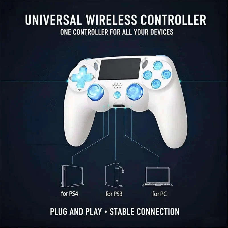 Wireless RGB Controller with Dual Vibration for PS4, PS3 & PC-Blue