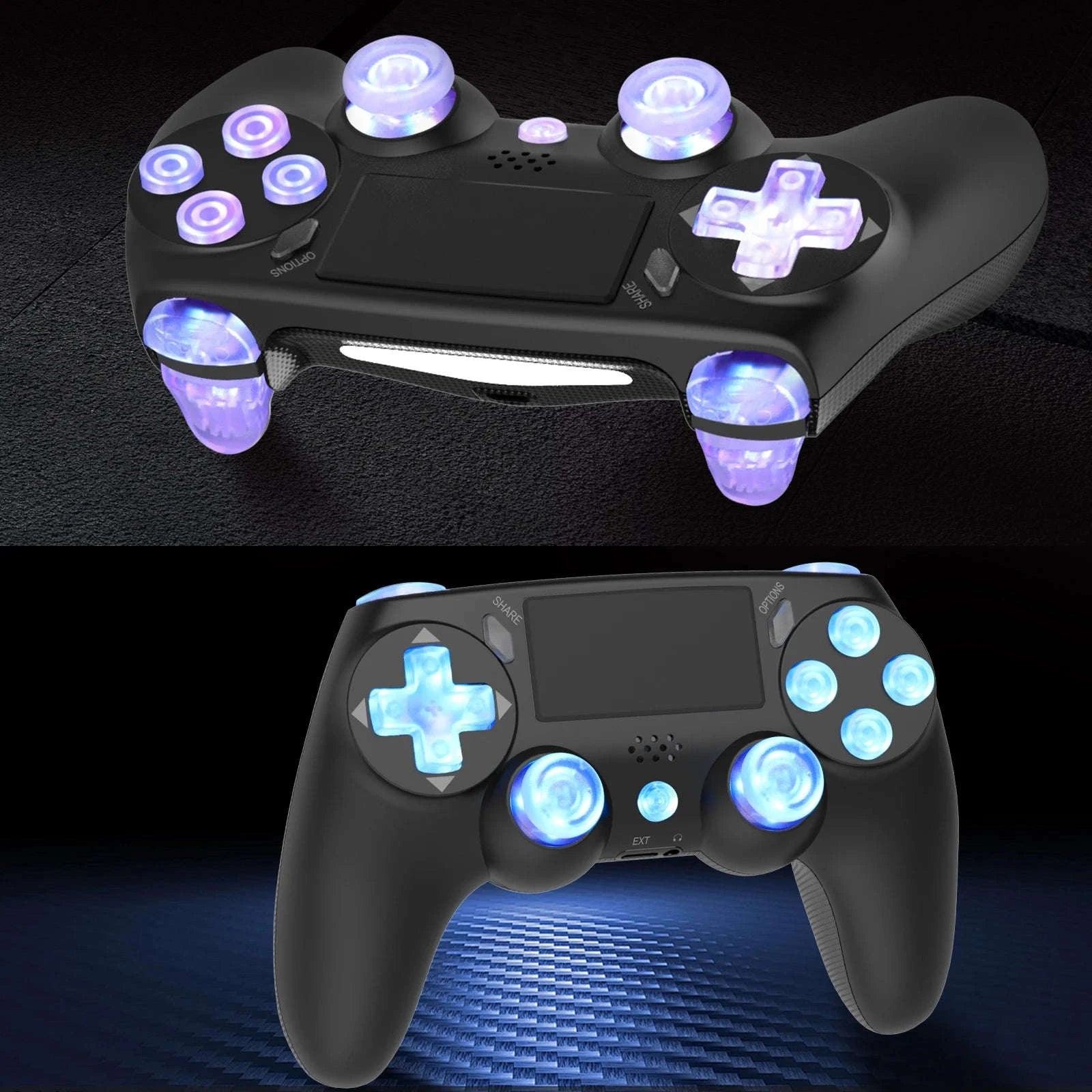 Wireless RGB Controller with Dual Vibration for PS4, PS3 & PC-Blue