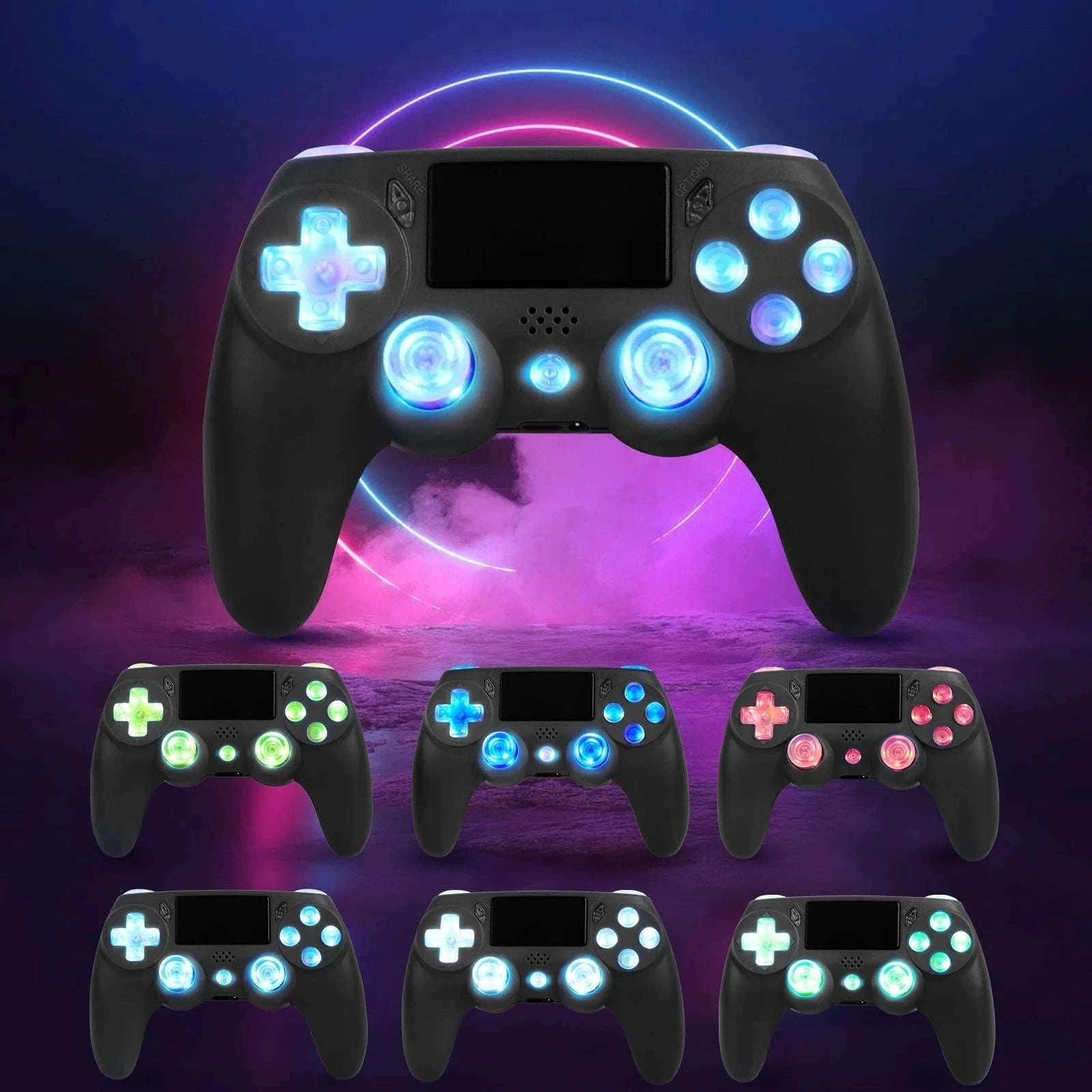 Wireless RGB Controller with Dual Vibration for PS4, PS3 & PC-Blue