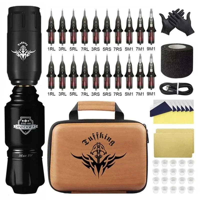 Wireless Rotary Tattoo Pen Kit with 1300mAh Battery & 10,000RPM-black / United States