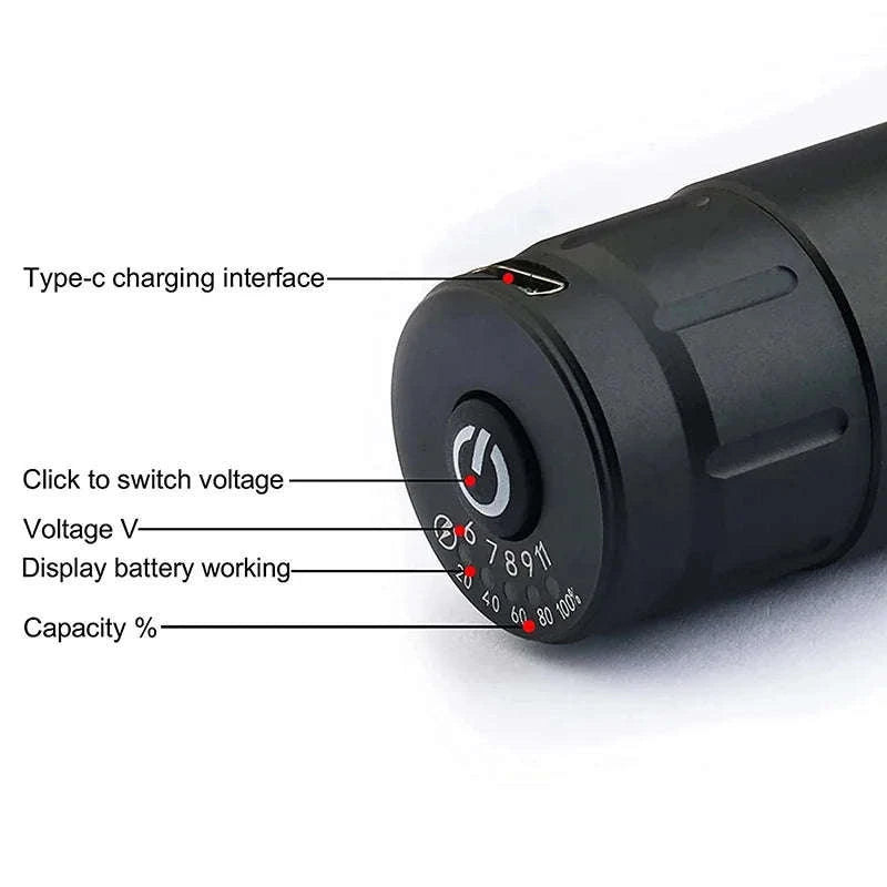 Wireless Rotary Tattoo Pen Kit with 1300mAh Battery & 10,000RPM-black / United States