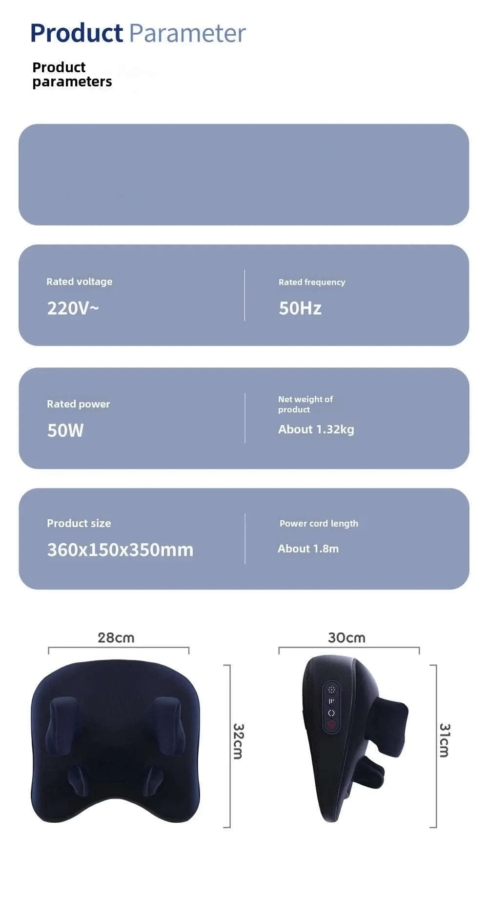 Wireless Shiatsu Massage Pillow Rechargeable Neck & Body Massager-New Upgrades