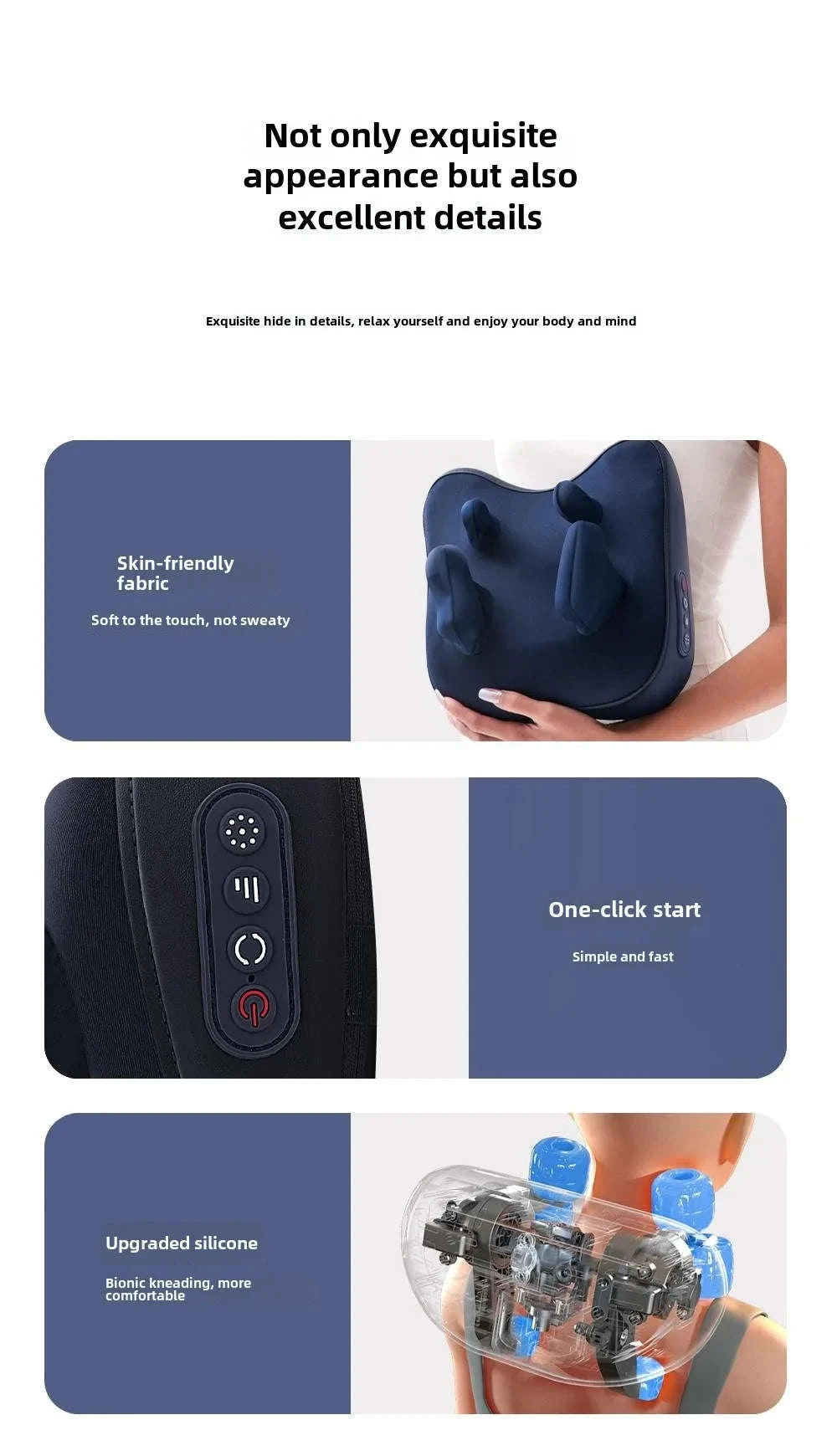 Wireless Shiatsu Massage Pillow Rechargeable Neck & Body Massager-New Upgrades
