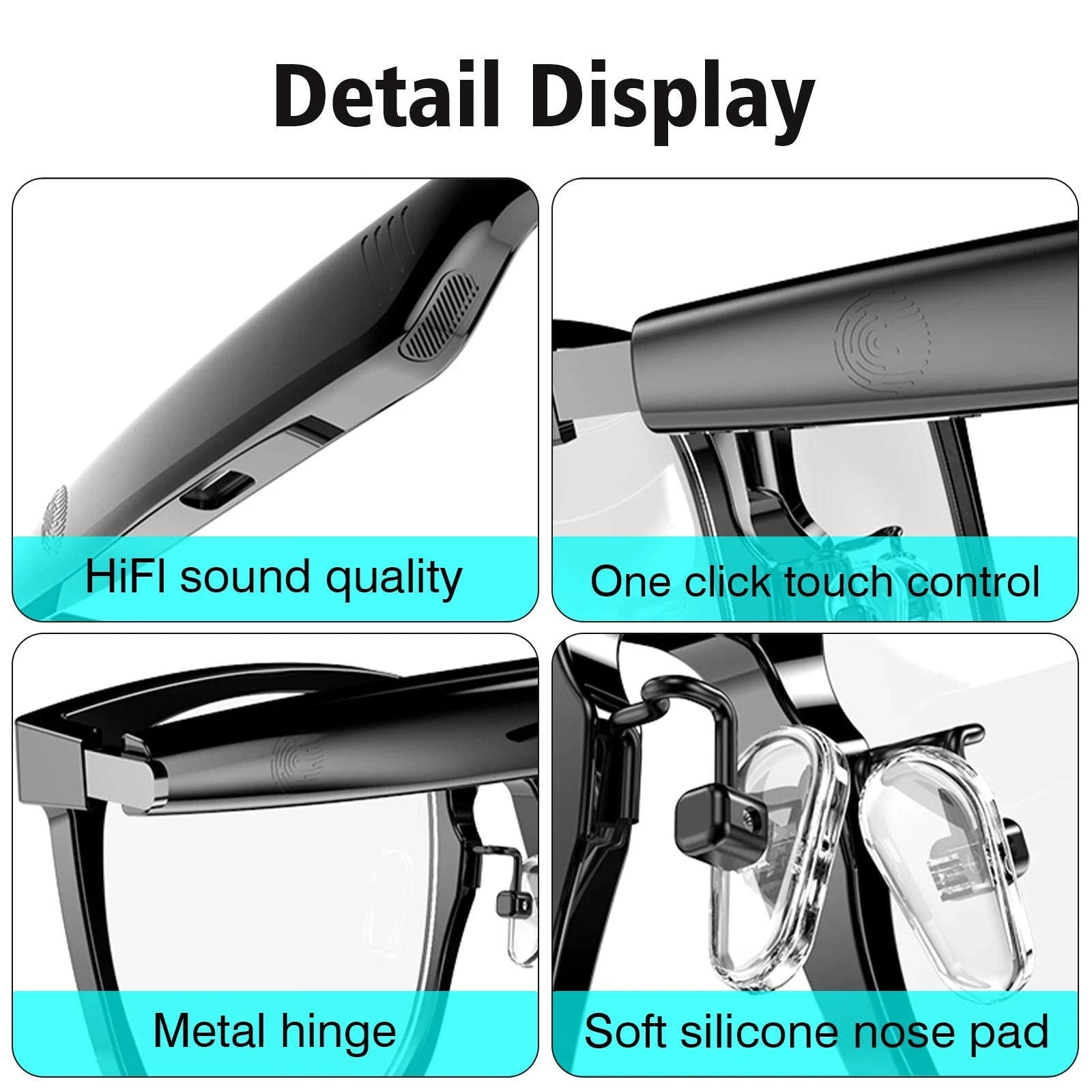 Wireless Smart Glasses with Bluetooth Audio & Hands-Free Calling-update black / United States