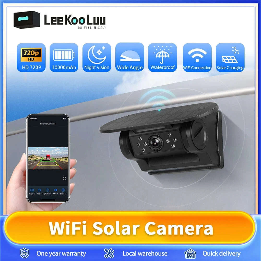 Wireless Solar Car Camera with HD WiFi and Night Vision-france