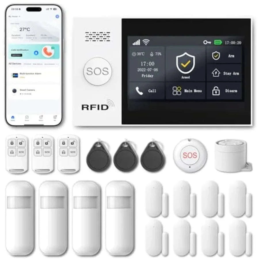 Wireless Touch Screen Home Security Alarm with Motion Detection-United States / aspic