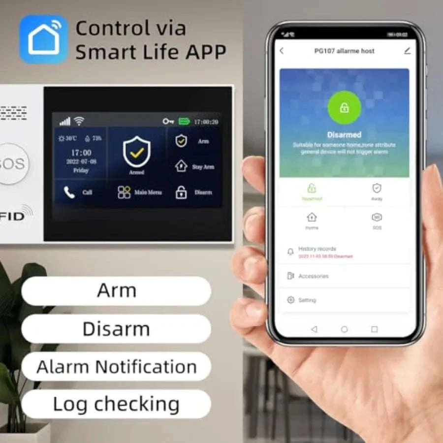 Wireless Touch Screen Home Security Alarm with Motion Detection-United States / aspic