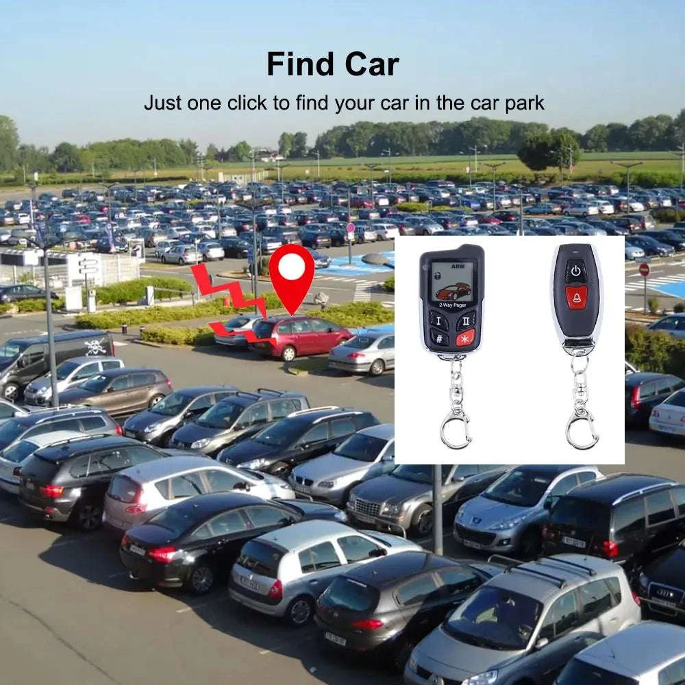 Wireless Two-Way Car Alarm System with LCD Remote & 1000m Range-Default Title