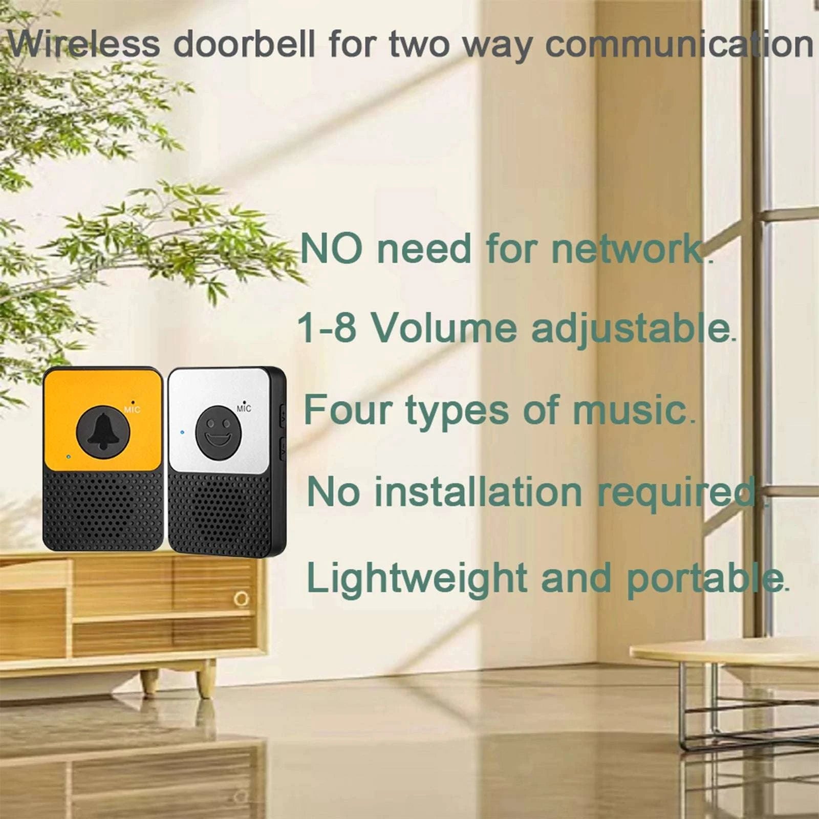 Wireless Two-Way Intercom Doorbell System with 800ft Range-United States
