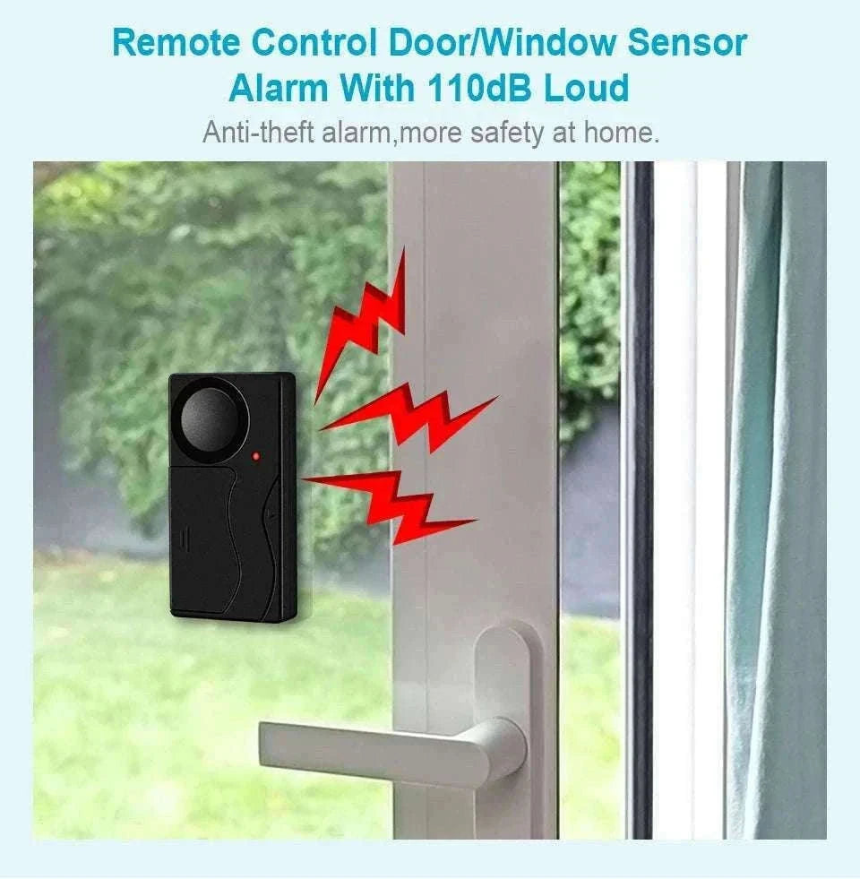 Wireless Vibration Alarm with Remote Control for Home Security-2 Sets Alarm-B