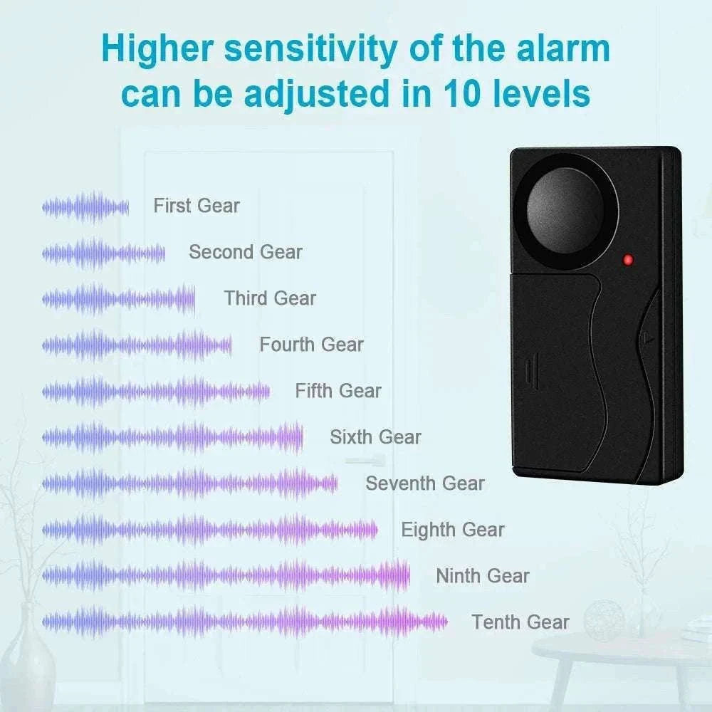 Wireless Vibration Alarm with Remote Control for Home Security-2 Sets Alarm-B