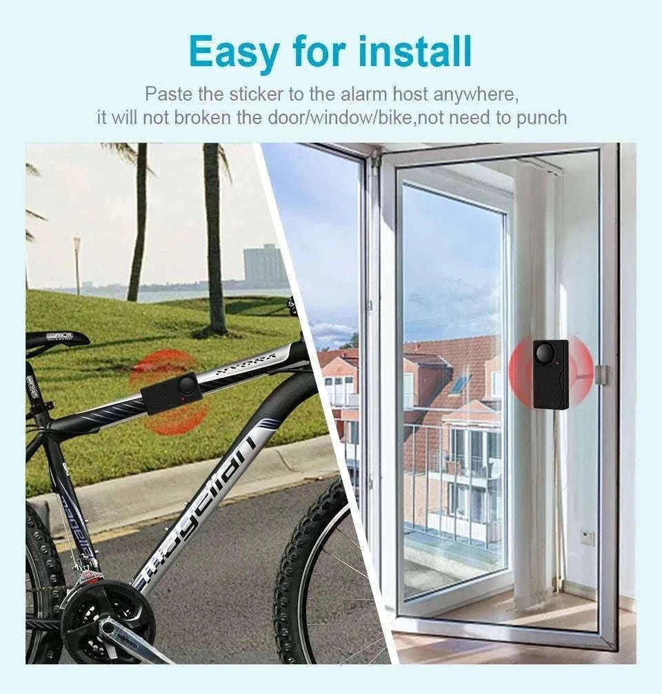 Wireless Vibration Alarm with Remote Control for Home Security-2 Sets Alarm-B