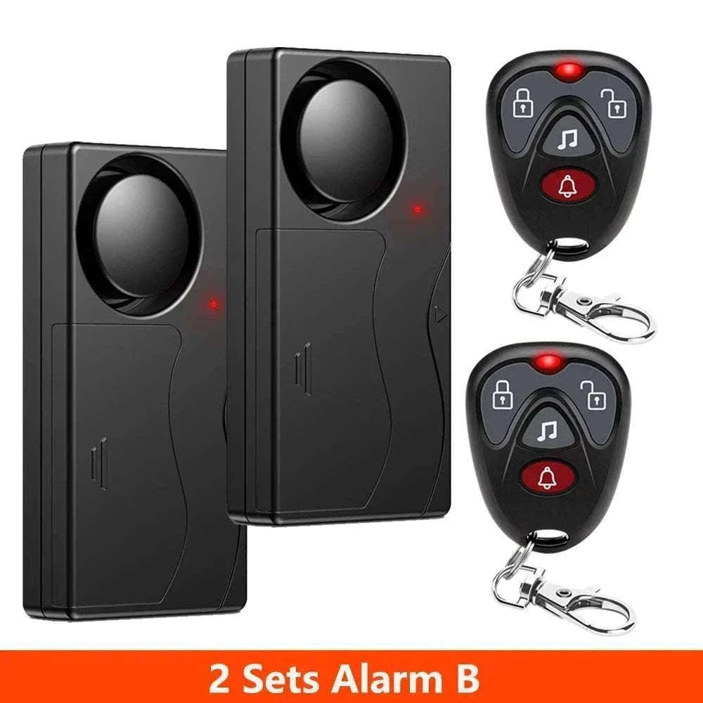 Wireless Vibration Alarm with Remote Control for Home Security-2 Sets Alarm-B