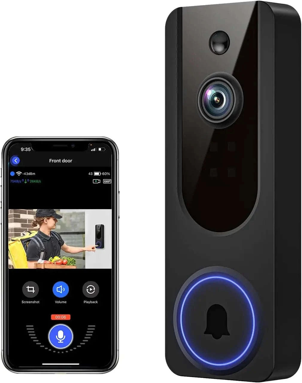 Wireless Video Doorbell Camera with AI Detection, Night Vision & Two-Way Talk-United States