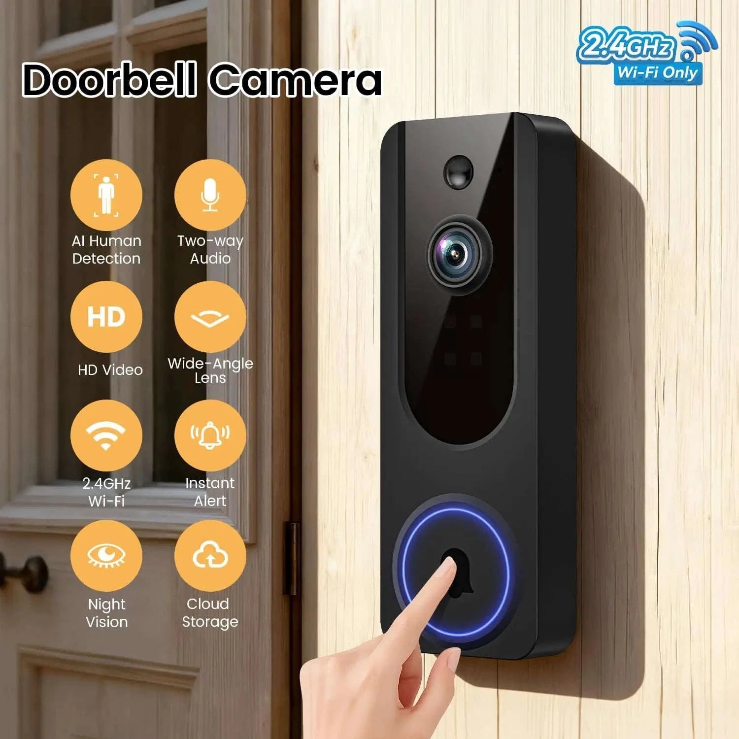 Wireless Video Doorbell Camera with AI Detection, Night Vision & Two-Way Talk-United States