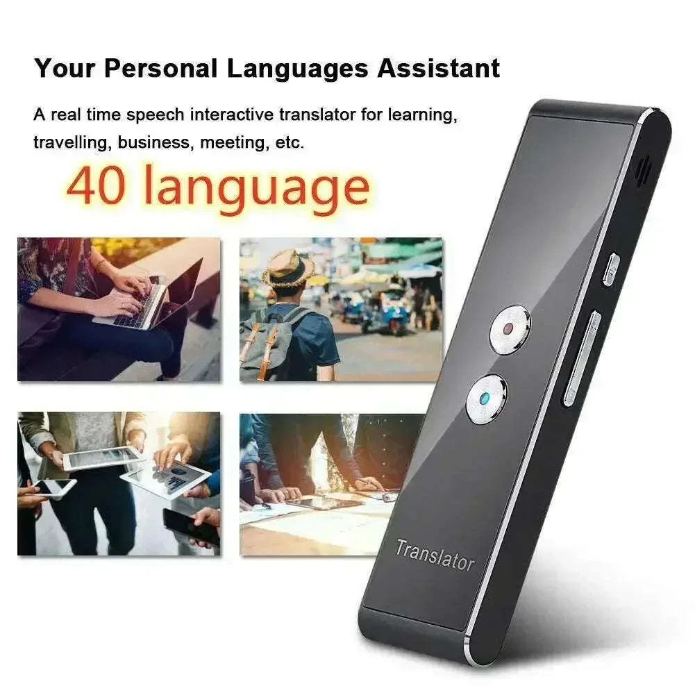 Wireless Voice Translator with 40-Language Real-Time Two-Way Translation-black