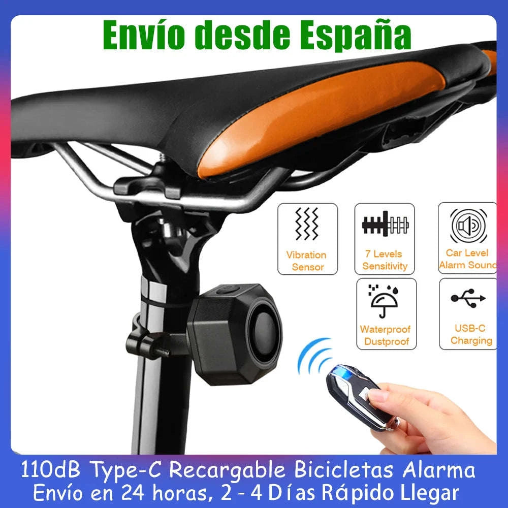 Wireless Waterproof Bicycle Alarm with Remote Control-2 Sets Alarm / spain