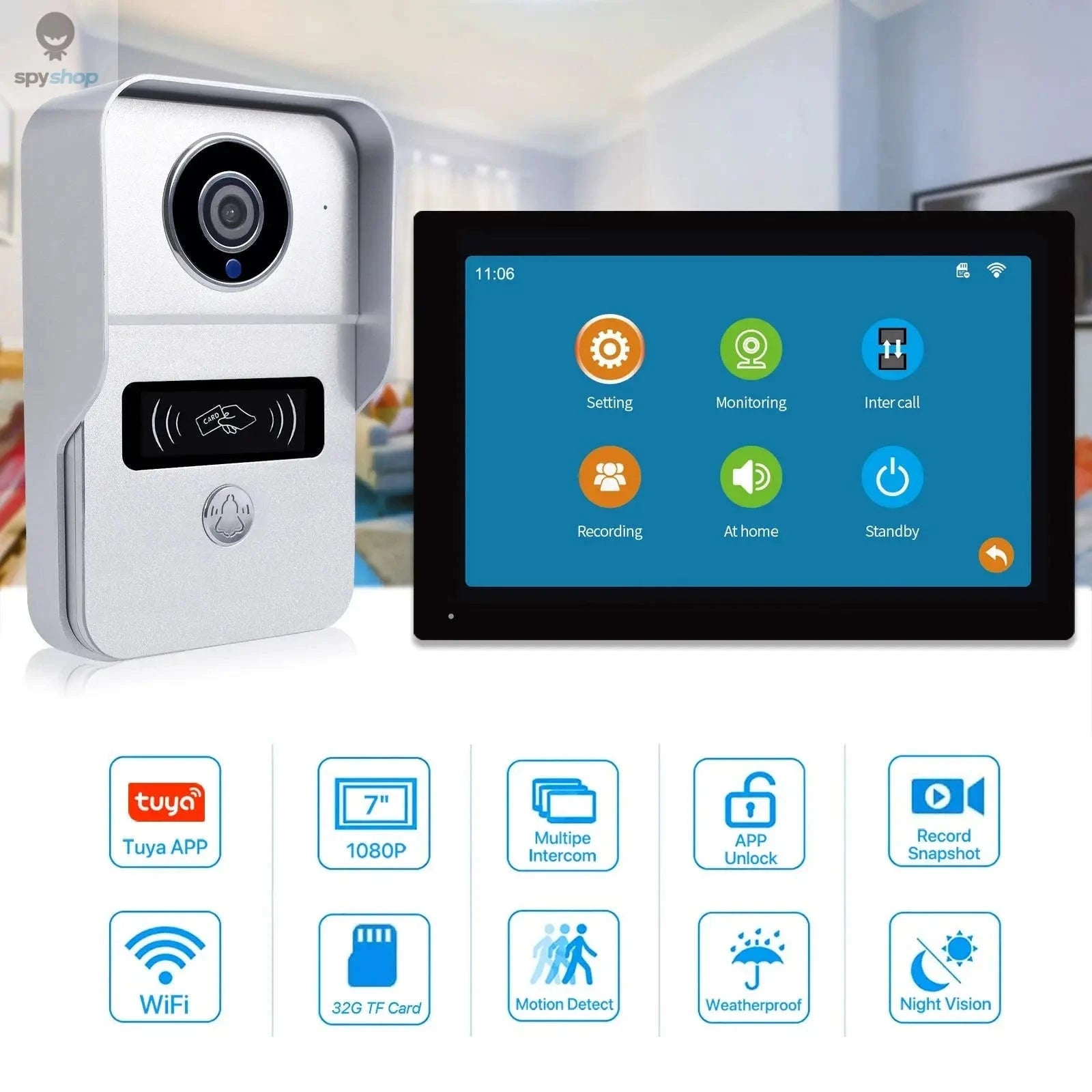 Wireless WiFi Video Doorbell System – 1080P HD Monitoring & Smart Home Access-Default Title