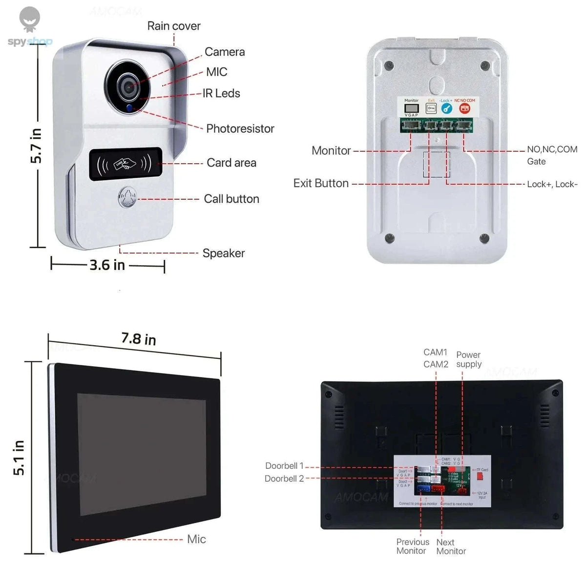Wireless WiFi Video Doorbell System with 1080P HD Monitoring-Default Title