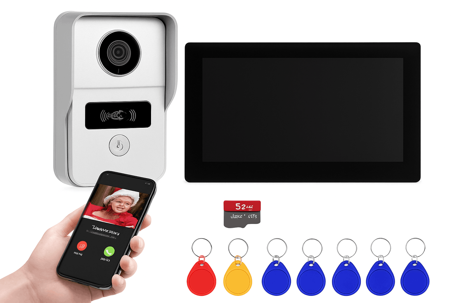 Wireless WiFi Video Doorbell System with 1080P HD Monitoring-Default Title