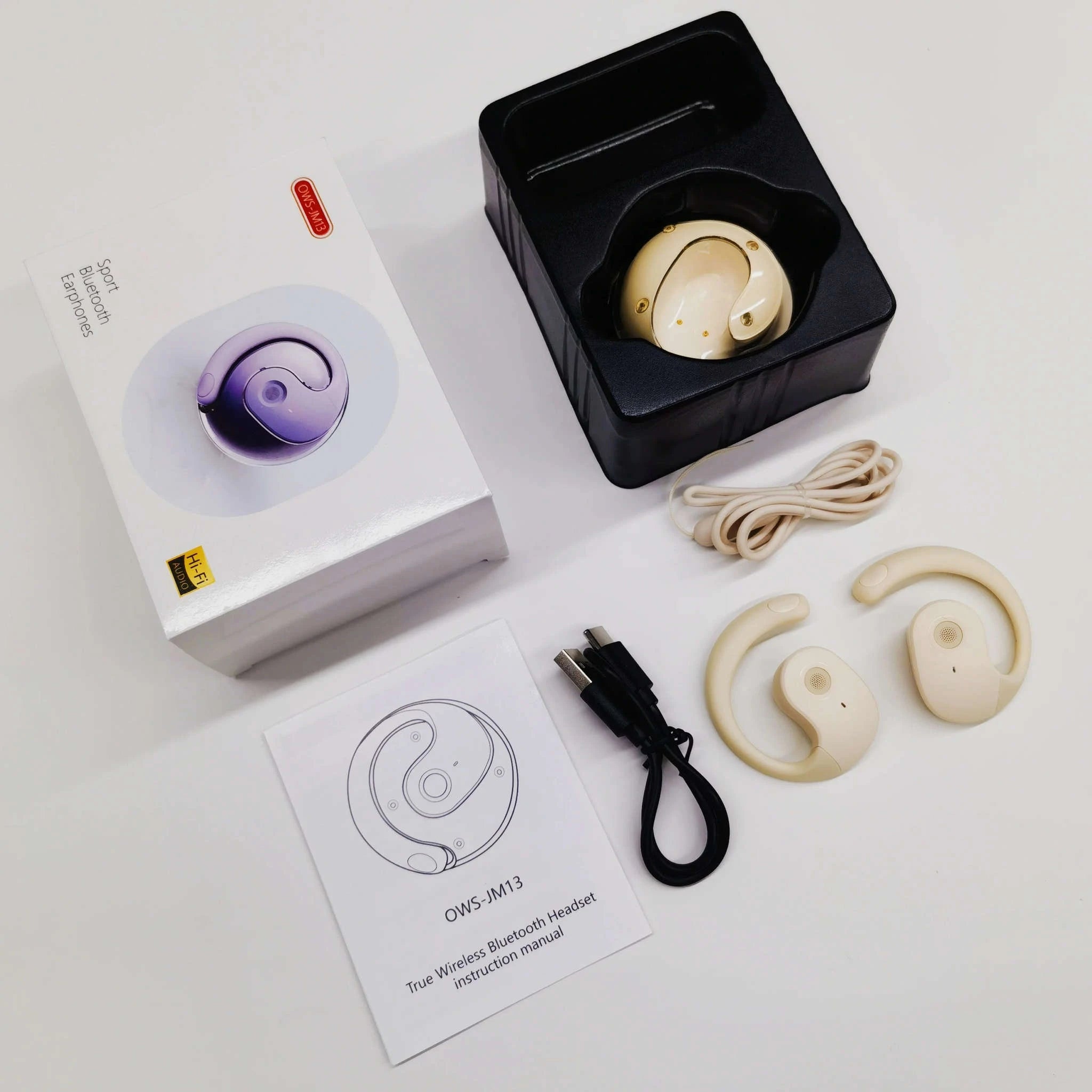 WJOY AI Real-Time Translator Earbuds-Beige-No Ai