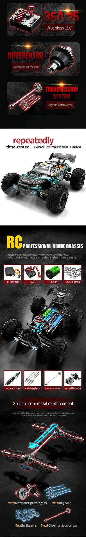 WLtoys 16101 Pro High‑Speed 1:16 RC Car-16102pro Blue-2B / spain