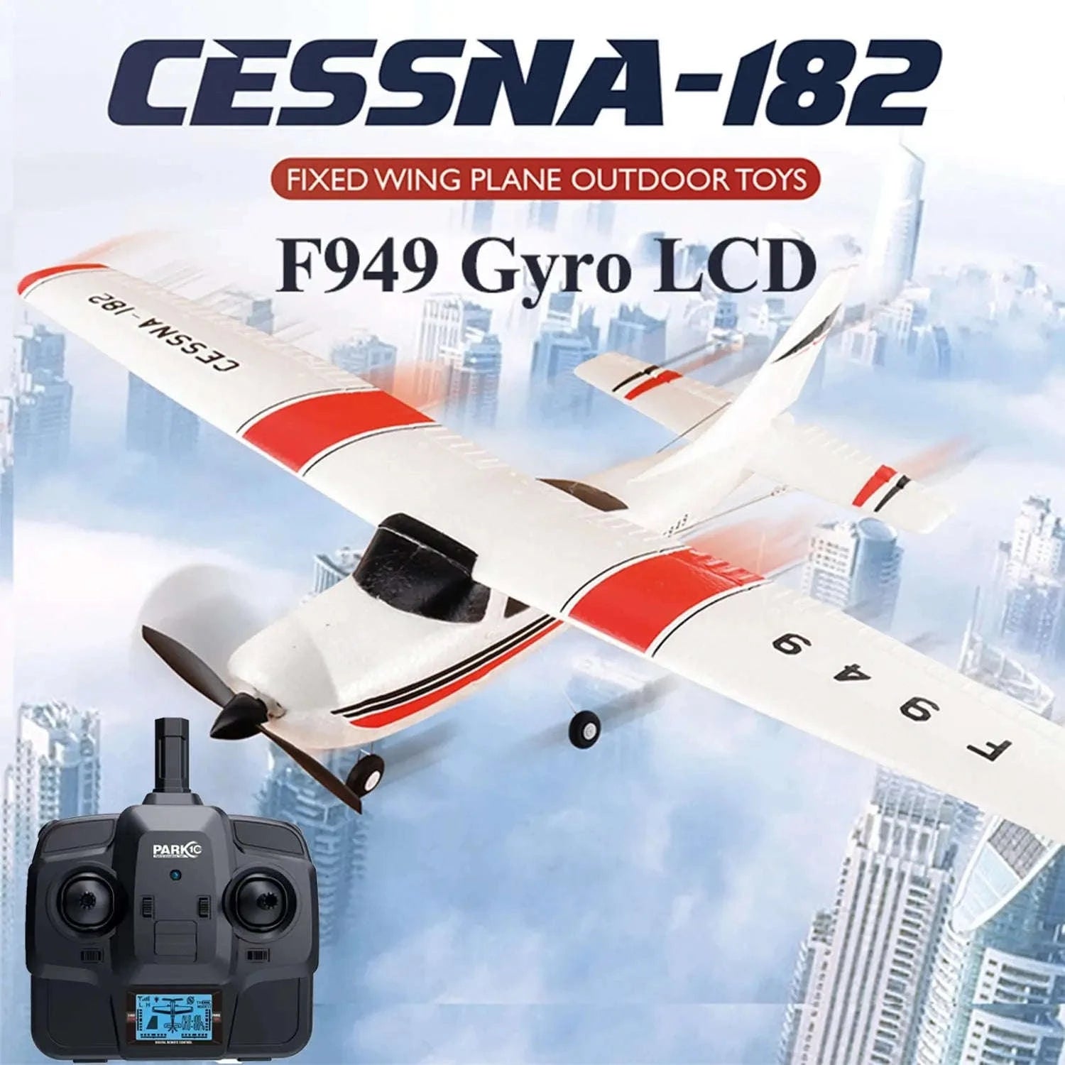 WLtoys F949 LCD RC Airplane – 3‑Channel Cessna 182 Trainer with Gyro Stabilization-LCD Version