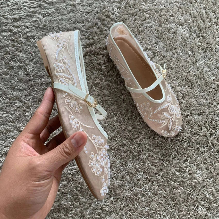 Women Ballet Flats with Buckle Strap-PDCZ-R / 41