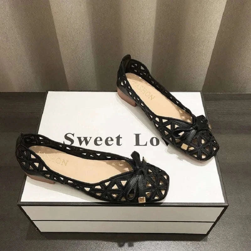 Women Flat Sandals Beige Peep-Toe Cut-Out Slip-On Shoes-Beige / 35