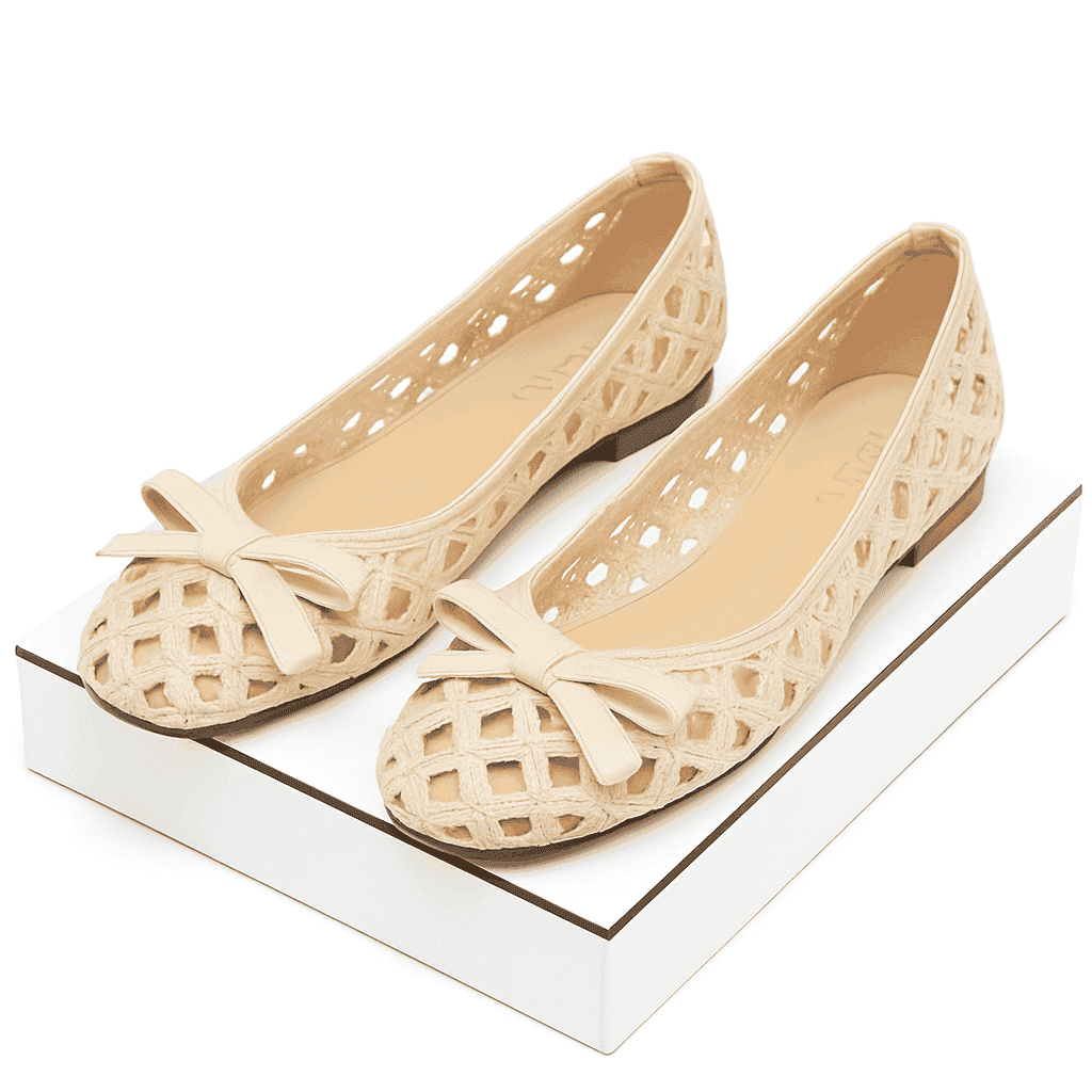 Women Flat Sandals Beige Peep-Toe Cut-Out Slip-On Shoes-Beige / 35