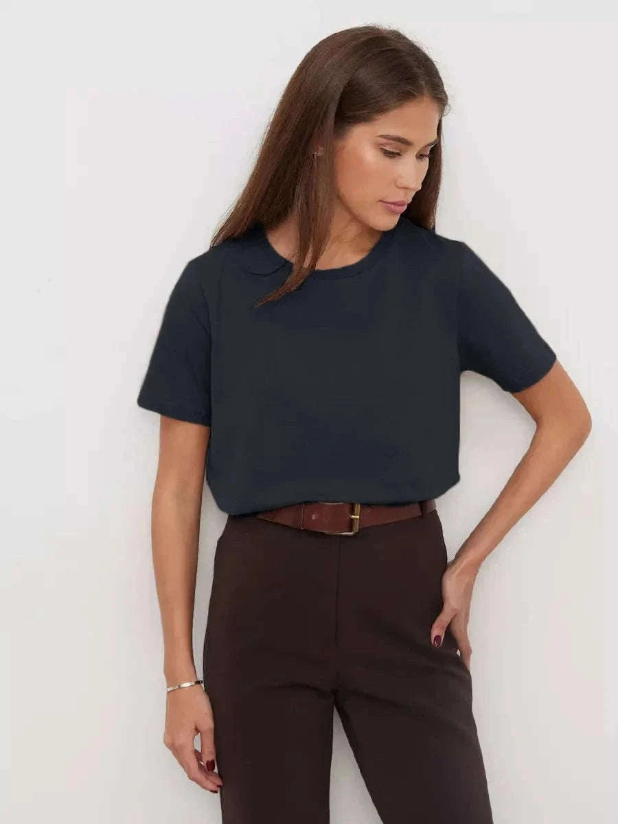 Women's 100% Cotton Loose Fit Short Sleeve Basic T-Shirt-Light Purple / M