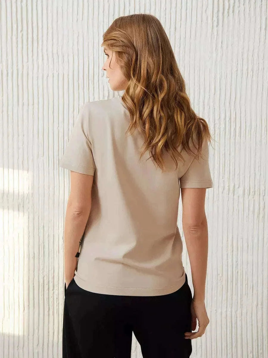 Women's 100% Cotton Loose Fit Short Sleeve Basic T-Shirt-Light Purple / M