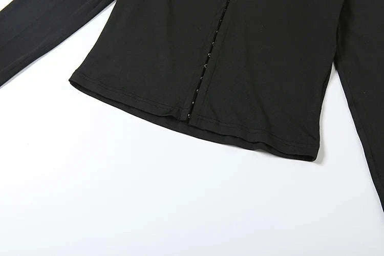 Women’s 2 Piece Crop Top and Straight Pants Set – Slim Fit Autumn Outfit-black / L