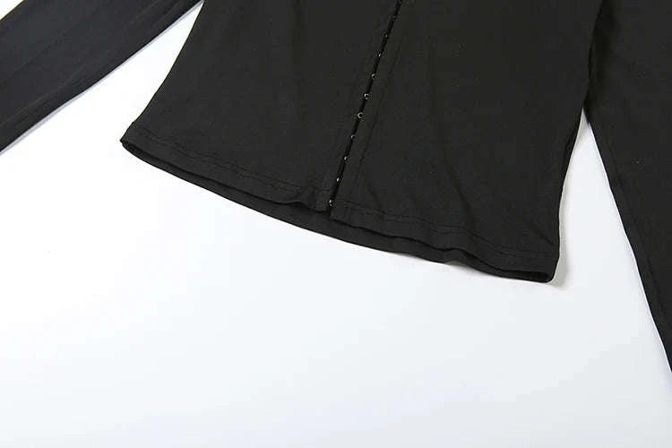 Women’s 2 Piece Crop Top and Straight Pants Set – Slim Fit Autumn Outfit-black / L